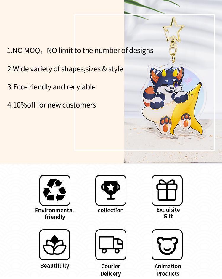 Custom Keychains Cartoon Llavero Photo Customized Anime Transparent Charm Hologram Clear Acrylic Personalized Key Rings for Gift