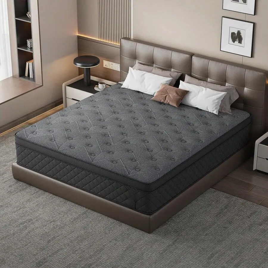 12-Inch Rectangular Anti-Static, Firm, Cooling, Breathable Durable Gel Memory Foam Hybrid Mattress (Twin, Full, Queen, King, Single Sizes) - Daily Use, Assembly Required