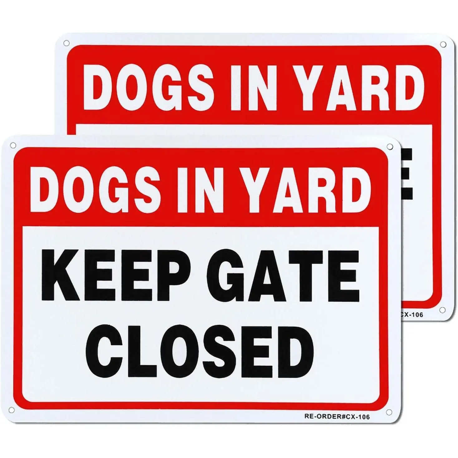 Keep Gate Closed, Dogs in Yard Sign 2 Pack, 10" x 7" .40 Rust Free Heavy Duty  Reflective Sign, UV Protected and Weatherproof - Easy to Mount