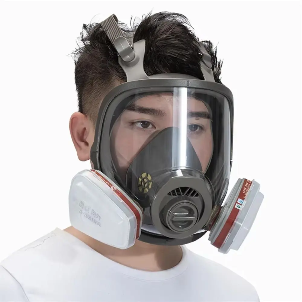 7 in 1 Full Face Gas Respirator Mask, Activated Carbon Filter for Gases Dust Organic Vapor Protection, Essential Safety Gear