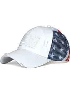 Usa Flag Embroidered Baseball Cap, Unisex Couples Hat, Fashion Casual Soft Crown, Outdoor Sun Protection, Mesh Brim Truck Driver Hat