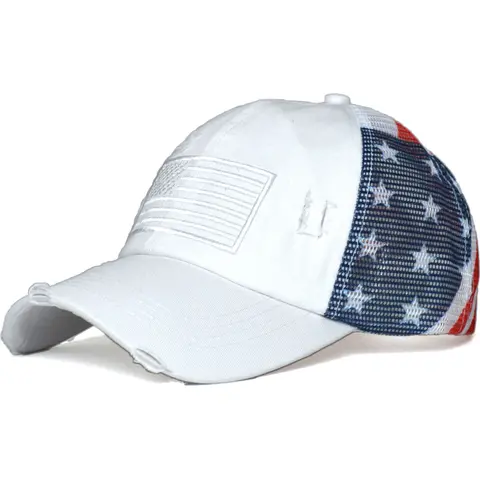 Unisex USA Flag Embroidered Adjustable Baseball Cap, Couples Hat, Fashion Casual Soft Trucker Hat, Outdoor Sun Protection Mesh Patchwork Hat, Patriotic Trucker Hat