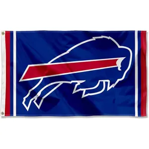 Large 3x5 Ft Buffalo Bills Flag, 100% Polyester Sports Team Banner with Brass Grommets, Outdoor Indoor Decor for Home Yard Wall Game Day Tailgate Party