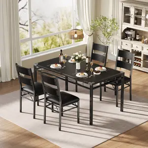 Dining Table Set for 2/4, Kitchen Table with 2/4 Upholstered Chairs, Wood 3/5-Piece Kitchen Dining Room Set with Corner Protector for Small Space, Apartment