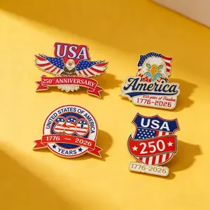 4Pcs American Flag Eagle Enamel Lapel Pins Set Patriotic Decorative Badges for Independence Day 250th Anniversary, 4th of July Outfit Gift