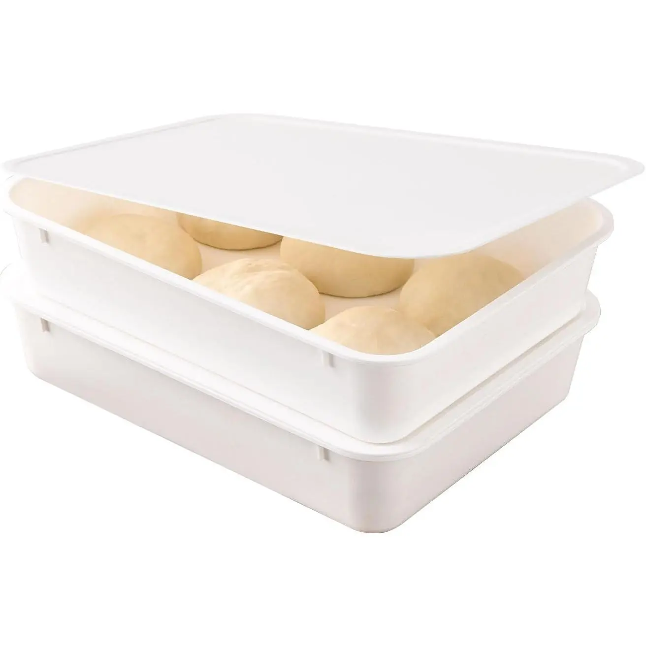 2 Pack Pizza Dough Proofing Box, Pizza Storage Container, Storage Containers with , Container Expandable,Bread Proofing Box,Stackable Commercial Quality Trays with Covers