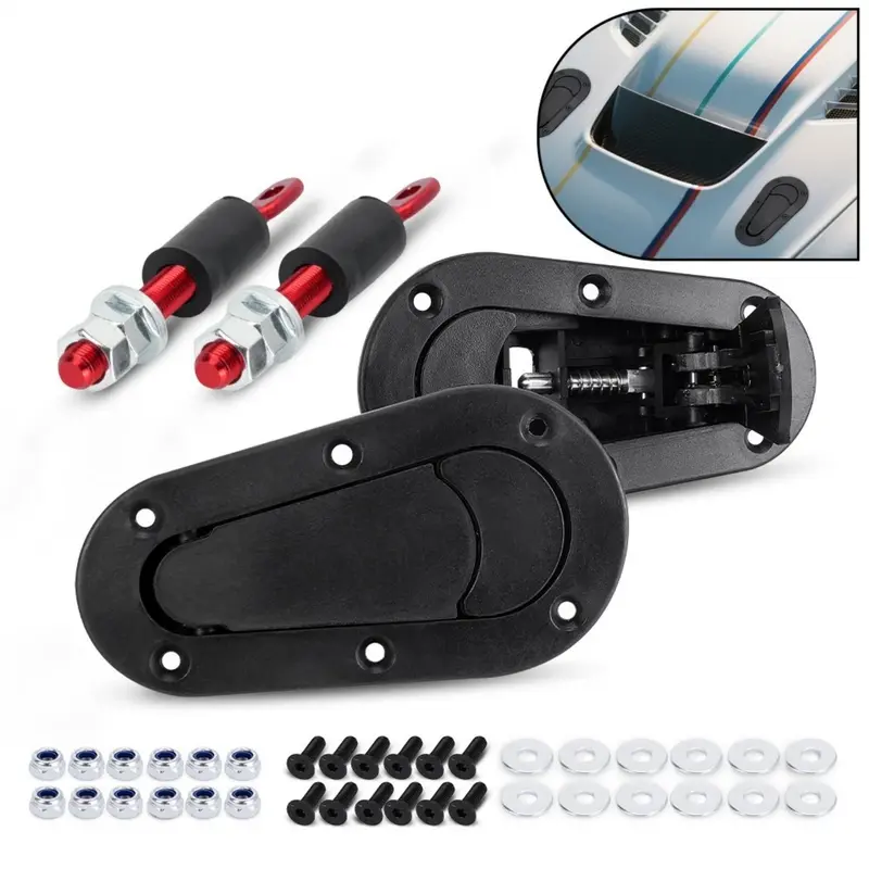 Universal Racing Car Flush Mount Quick Release Hood Latch Pin NO Key Locking
