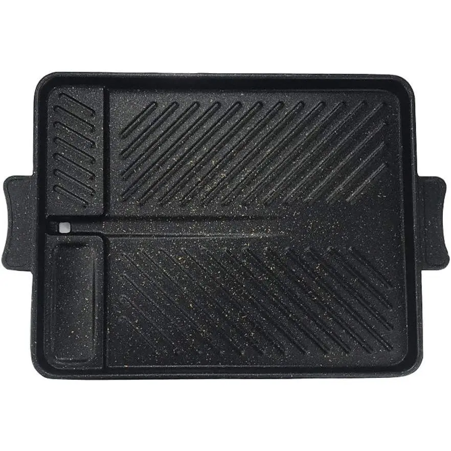 Korean Style Non-Stick Smokeless Rectangular Grill Pan Baking Tray Barbecue Plate for Indoor Outdoor BBQ