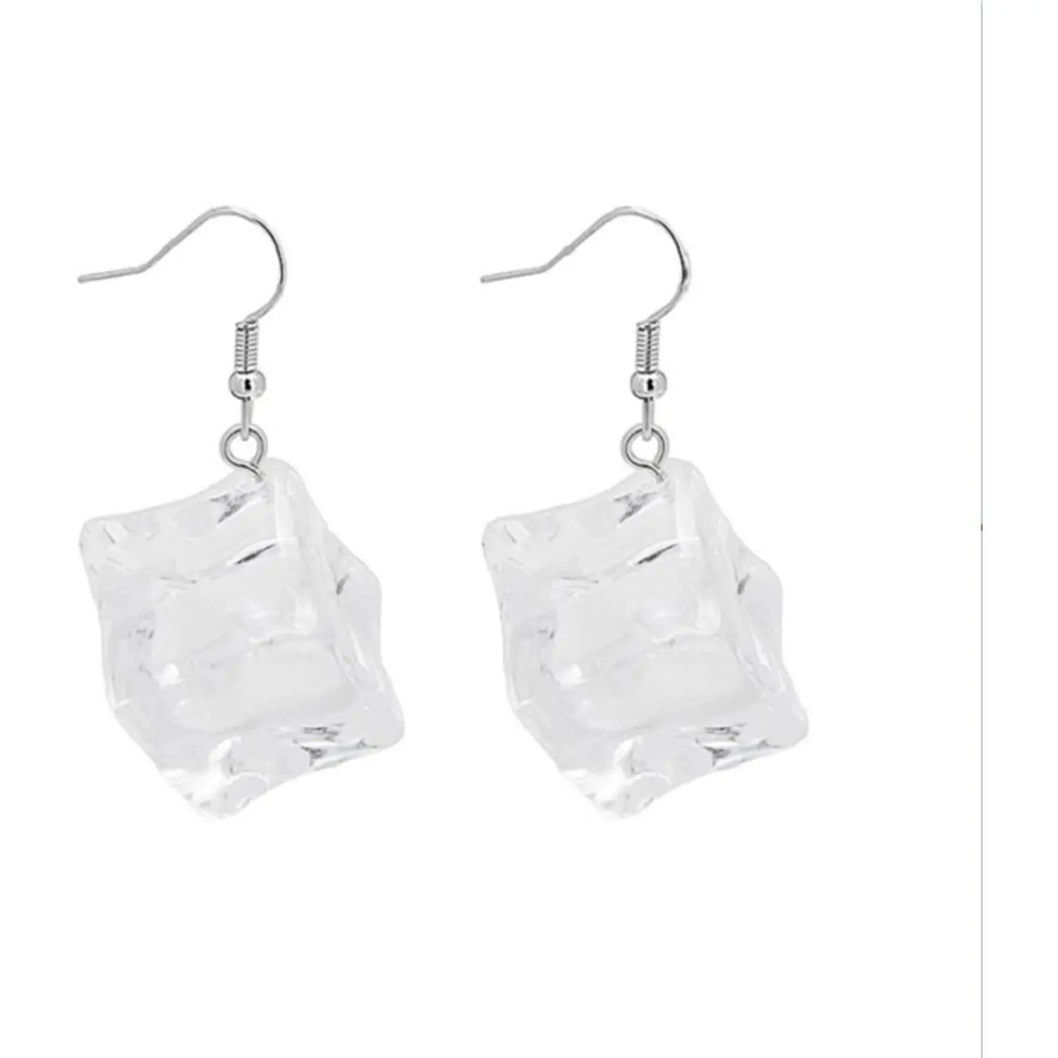 Creative Transparent Ice Cubes Dangle Earrings  Irregular Simple Funny Hot Summer  for Women