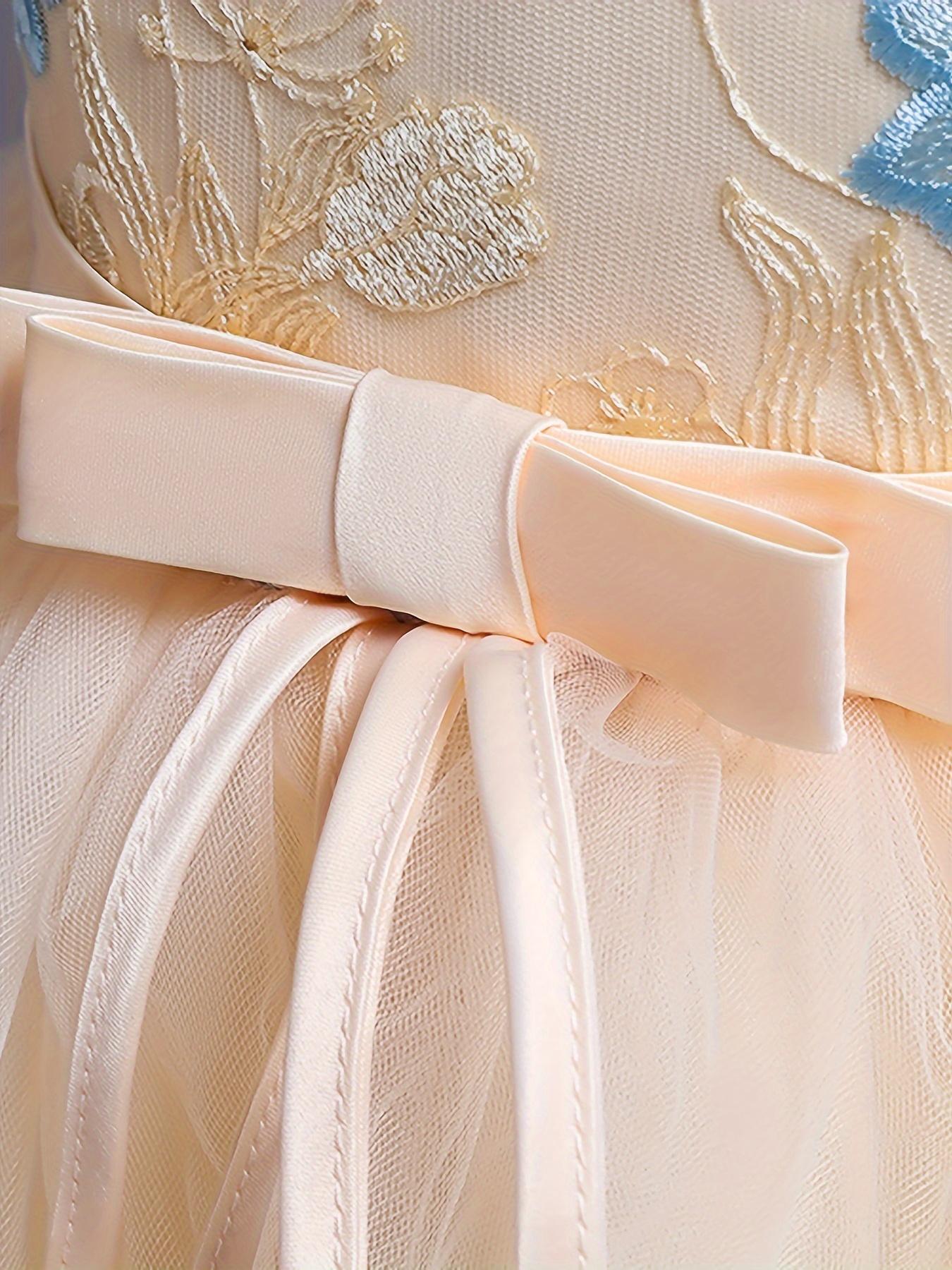 Formal Occasions Girls Mesh Embroidered Puffy A-line Princess Dress Birthday Evening Party Wedding Flower Girls Party Dress Gifts  Gifts