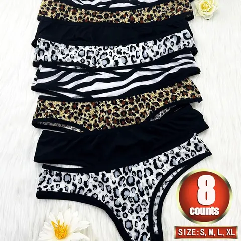 Women's Leopard Print Thong Panties, Leopard Print Panty, Seamless Knickers Comfortable Breathable Underwear, Fitted Design for All Seasons Daily Wear, Fashion Breathable Underwear