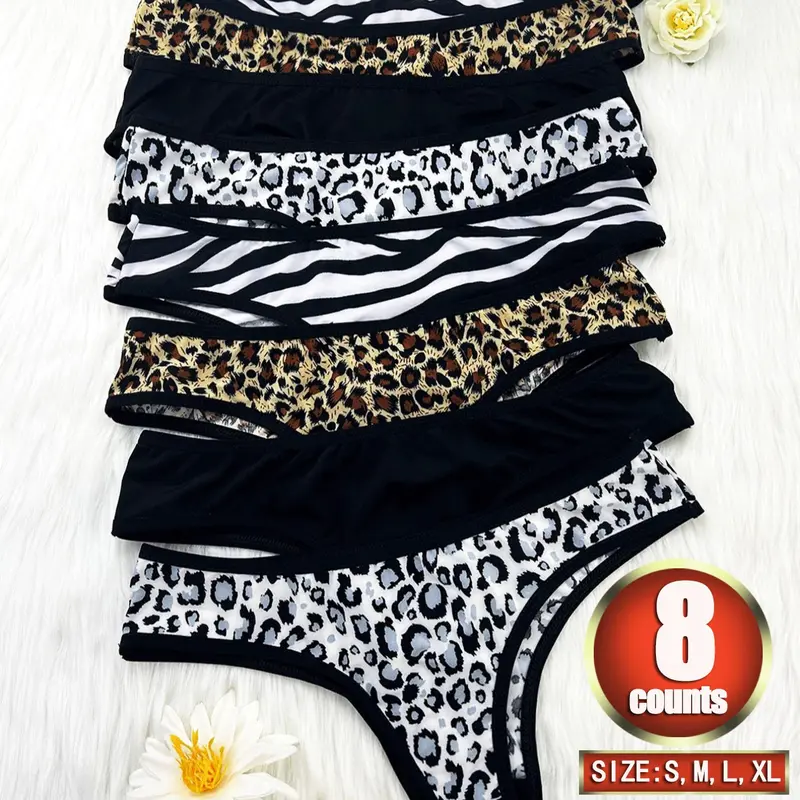 Women's Leopard Print Thong Panties, Leopard Print Panty, Seamless Knickers Comfortable Breathable Underwear, Fitted Design for All Seasons Daily Wear, Fashion Breathable Underwear