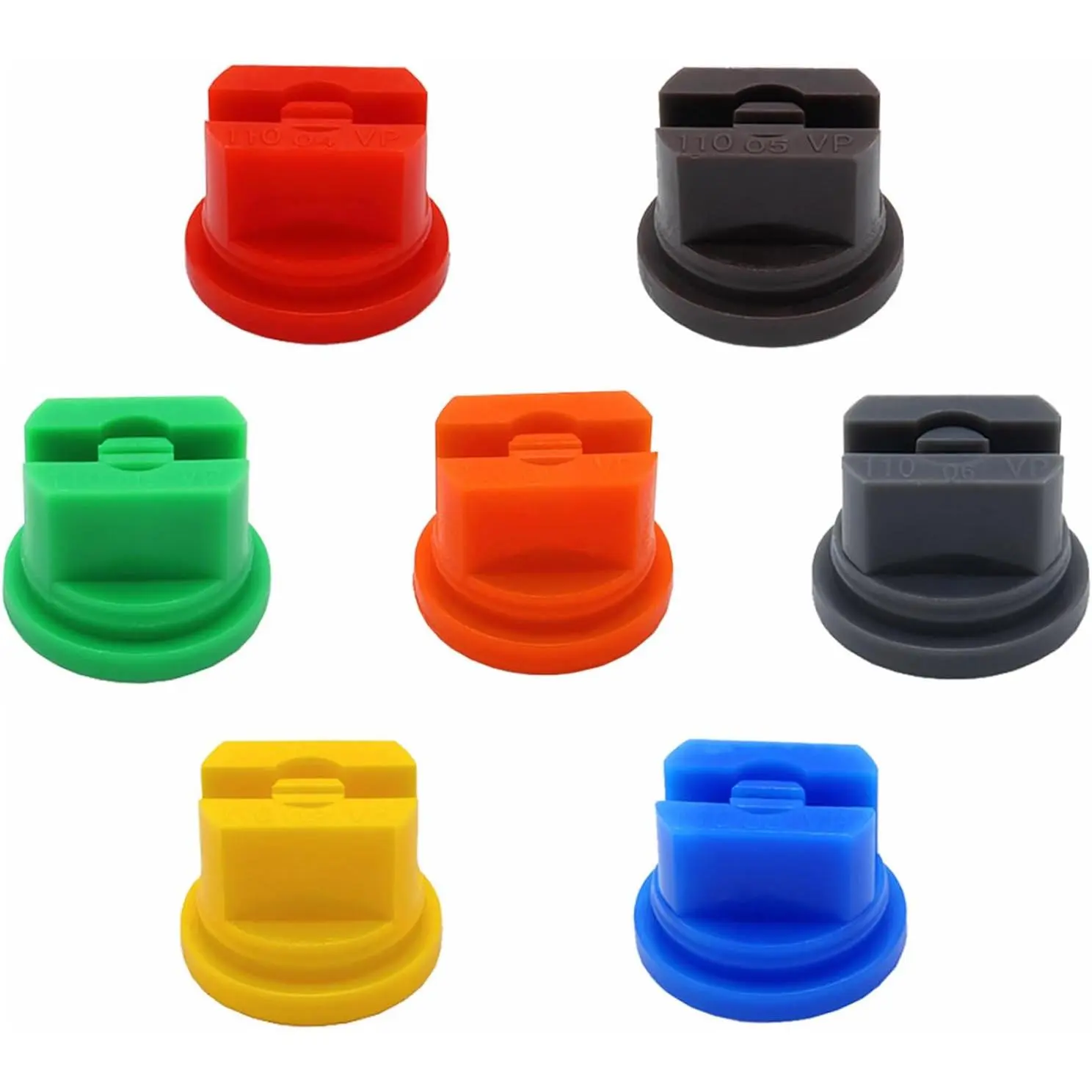 7-Count Multi-Size Flat Flow Plastic Flat Fan Nozzle Tips Set, 110° 0.1-0.6mm Pore Sprayers for Boom Pump, Knapsack Agricultural Greenhouse Garden Weeding Sprayers