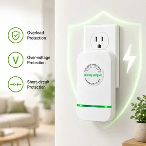 Electricity Saving Box, Plug-in Power Saver Energy Saving Device, US Plug Power Factor Saver with LED Indicator for Home Office Daily Use