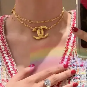 Pre-owned CHANEL Gold Color Double C Alloy NECKLACE P226055944