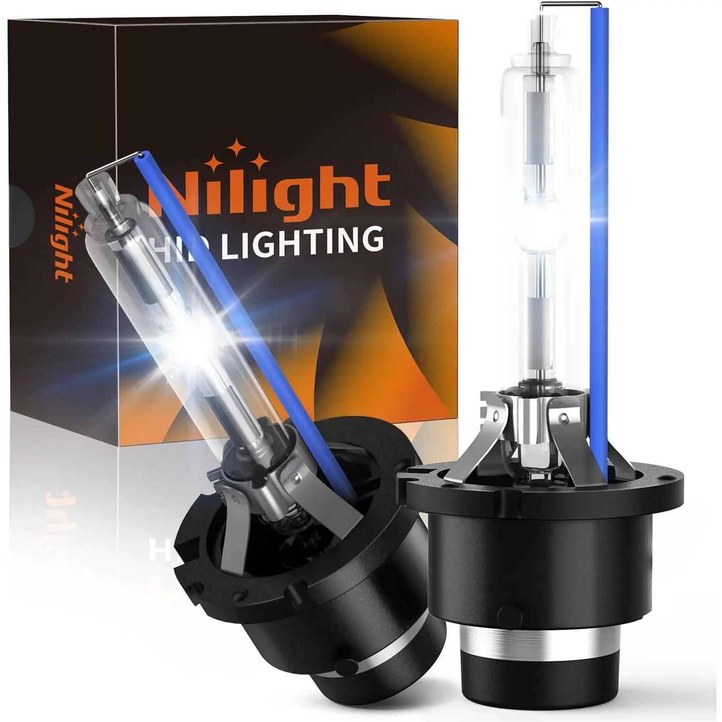 Nilight D2S Xenon HID Headlight Bulbs, 8000K Cool White D2S Bulb 35W High Low Beam Xenon Headlights Replacement, 2-Pack(NOT fit Halogen Headlight Assembly)