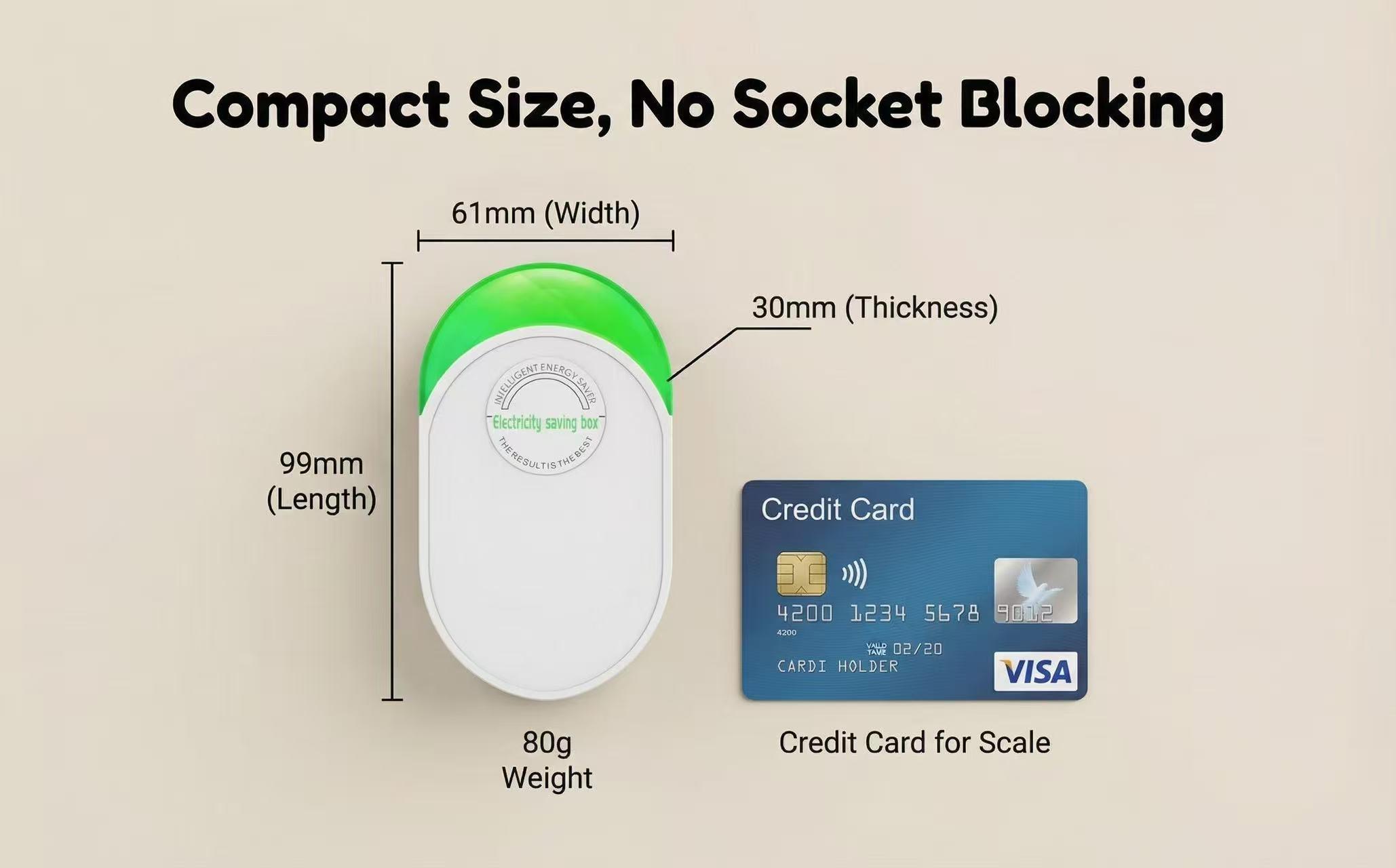 2026 Upgraded Plug-in Power Saver Box with Standard US Plug, Supports Wide Voltage Input from 90V to 250V for Bedroom Kitchen Office