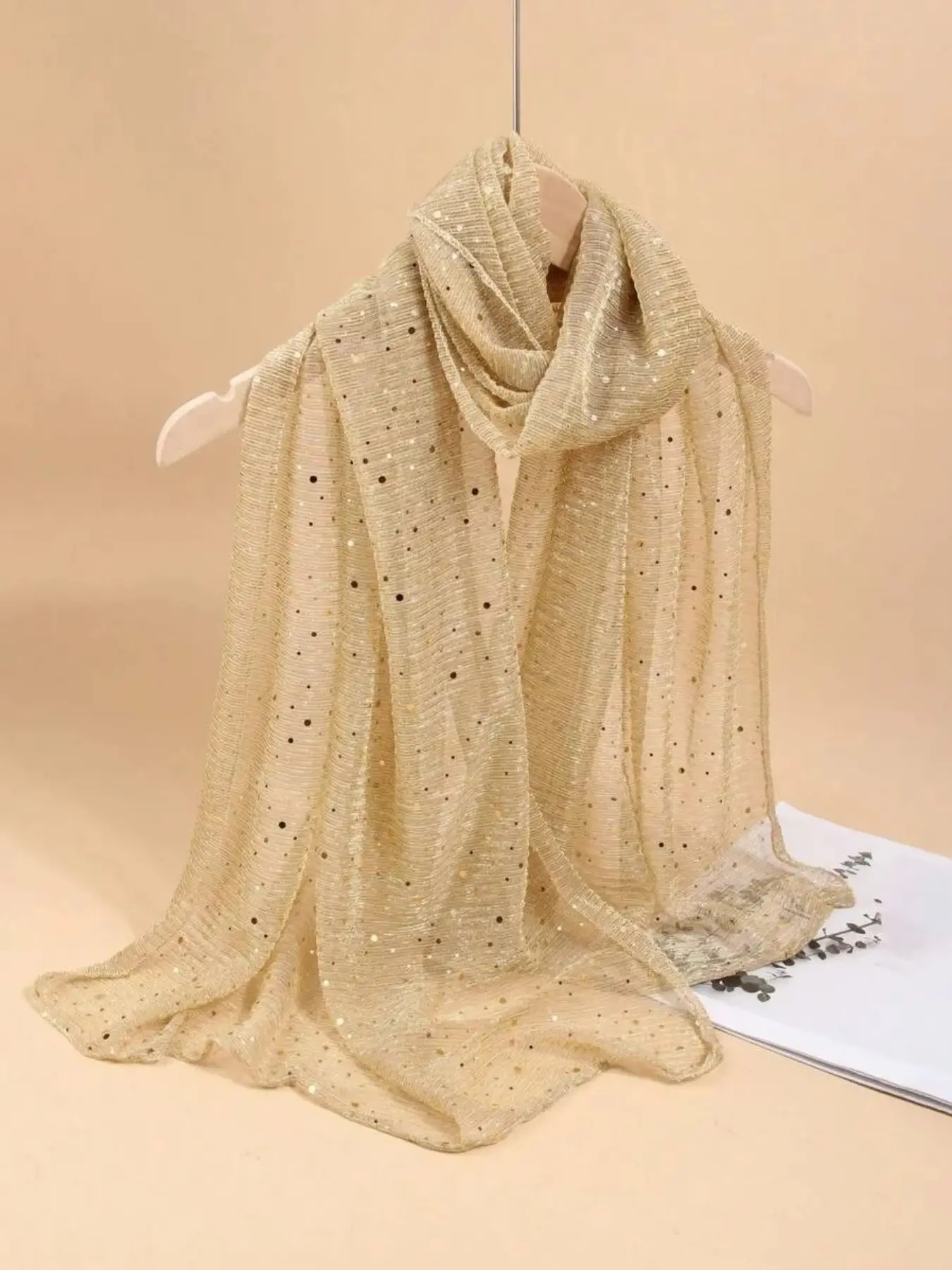 Women's Lightweight Plain Color Sparkle Fashion Shawl, Multifunctional Sun Protection Decorative Scarf, Ideal Valentine Gift