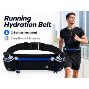 Running Waist Pack with Bottle Holders, Adjustable Hydration Belt for Outdoor Sports