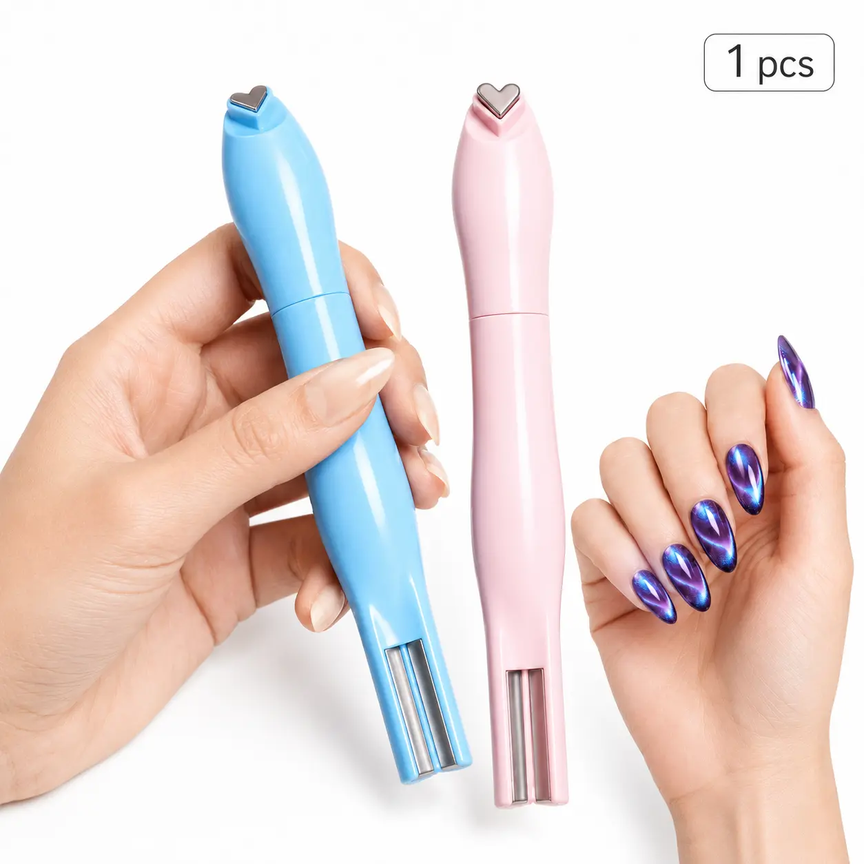 3-In-1 Cat Eye Nail Magnetic Tool Set, Multi-Shape Heart Line DIY Manicure Magnet Stick, Multi-Functional Nail Art Accessory for Nail & Pedicure Design
