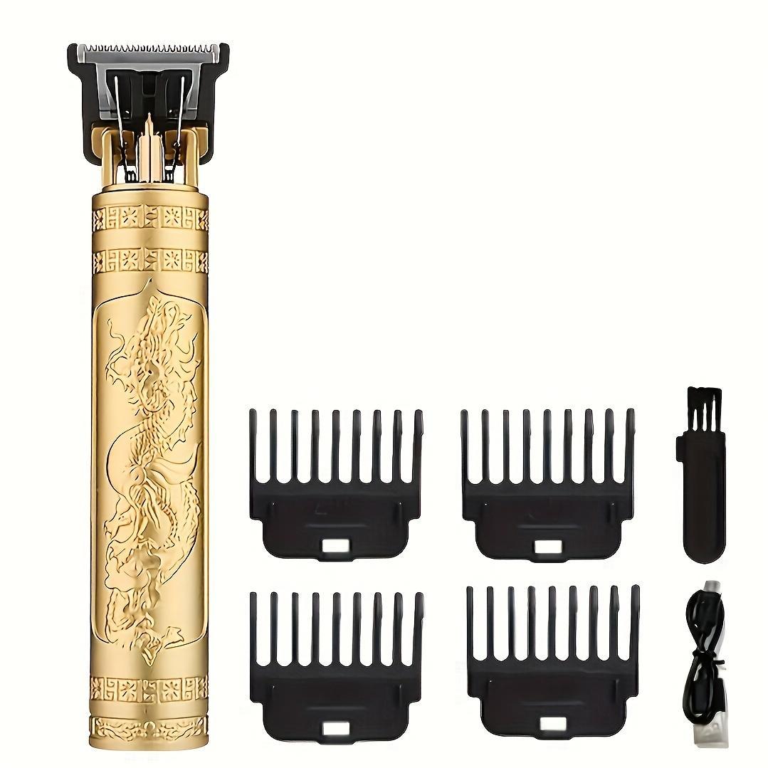 [Perfect Styling Tool] Men's Hair Clipper And Beard Trimmer Professional Set, Practical And Portable With Strong Endurance To Help You Create A Perfect Look For A Long Time!(All Metal Body, Metal Head, Gold, Black, Bronze)