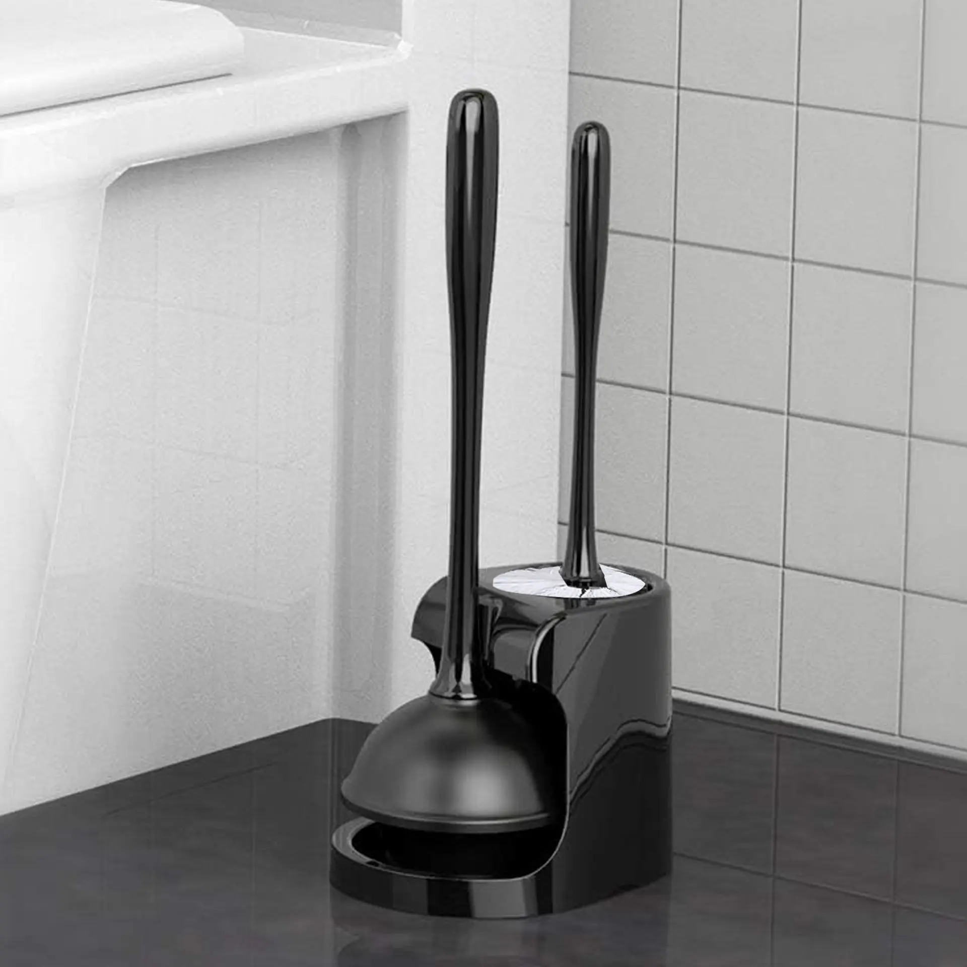 2-in-1 Toilet Brush & Plunger Set – bathroom cleaning tool for home, hotel, salon