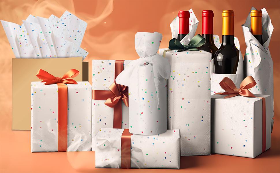 White Glitter Tissue Paper for Gift Bags 36 Sheets 14x20 Inch - Recyclable Wrapping Paper for Weddings, Birthdays, Party & Festival Decorations DIY Craft Supplies