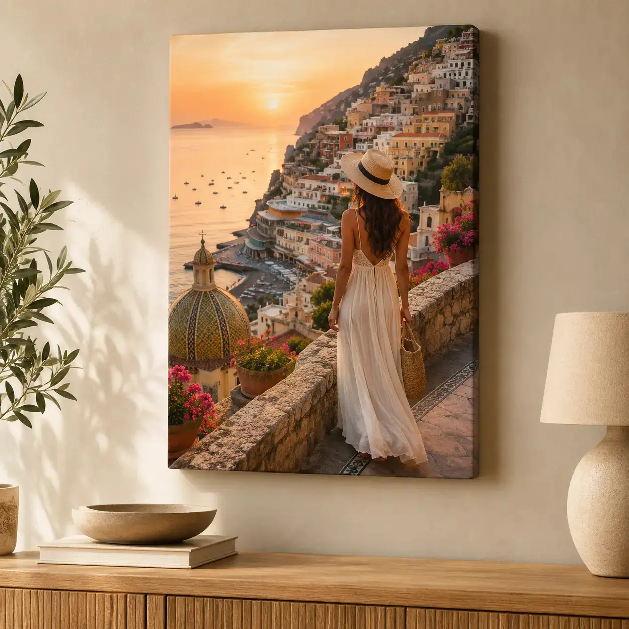Personalized Travel Photo Canvas Wall Art, Custom Vacation Memory Poster Print, Upload Your Photo Coastal Sunset Landscape Decor, Bedroom Living Room Entryway Office Aesthetic Wall Decor, Unframed Canvas Poster or Framed Canvas Wrap