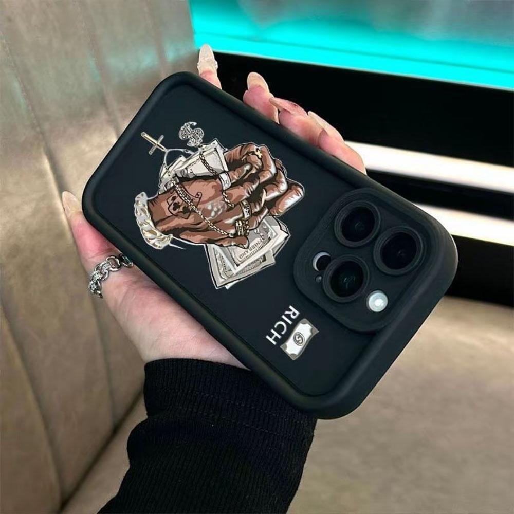 Hip Hop Money Rich Phone Case for iPhone 17 Pro Max 16 E 15 14 Plus 13 12 11 Pro Max & Samsung S21S22 S23 S24 S25 S26 Ultra Plus, Aesthetic Matte Shockproof Protective Case for Men, Perfect Gift