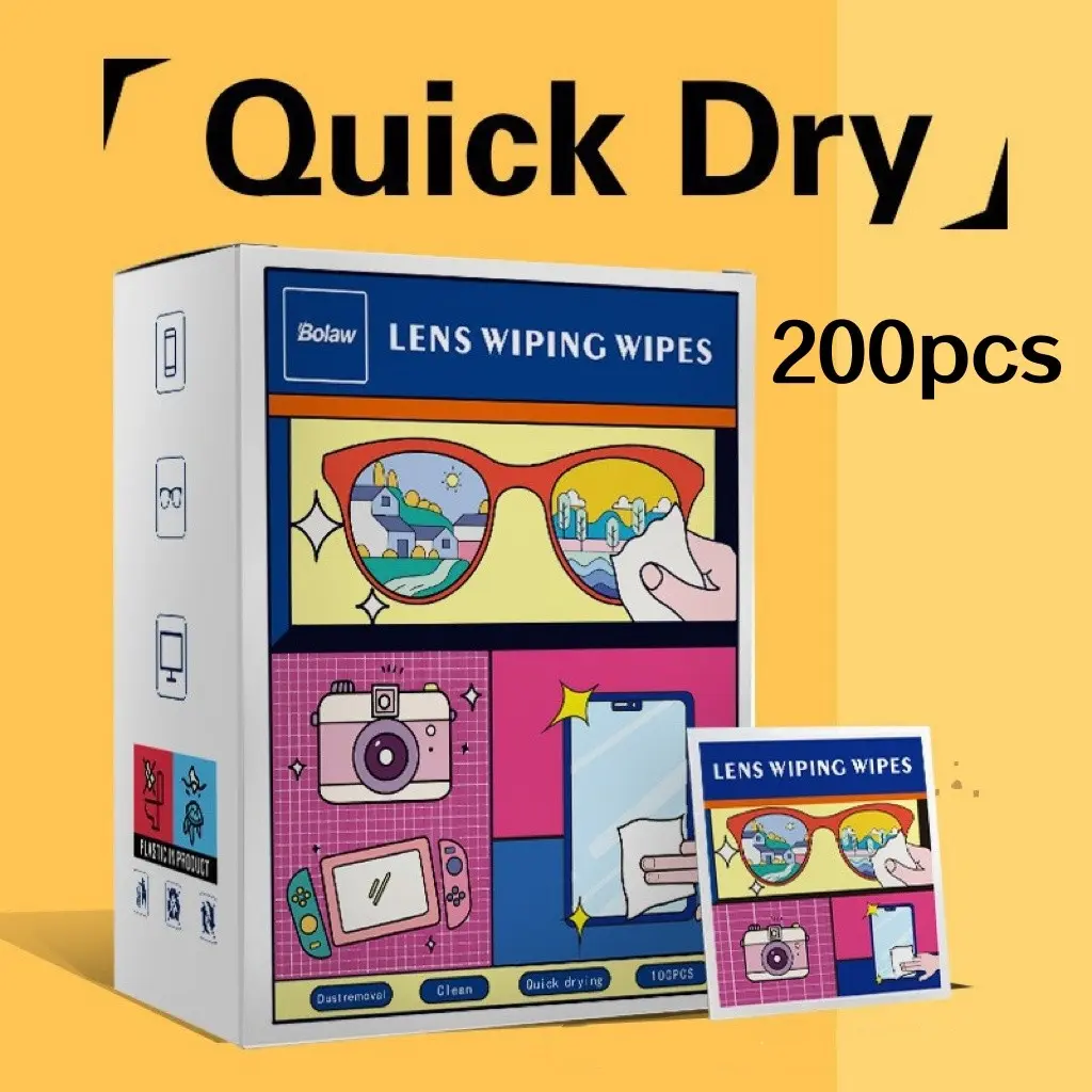 200 Sheets Disposable Cleaning Wipes, Lens & Jewelry Wipes, Anti-Fog Glasses Wipes, Phone Screen Wipes, Portable Daily Use