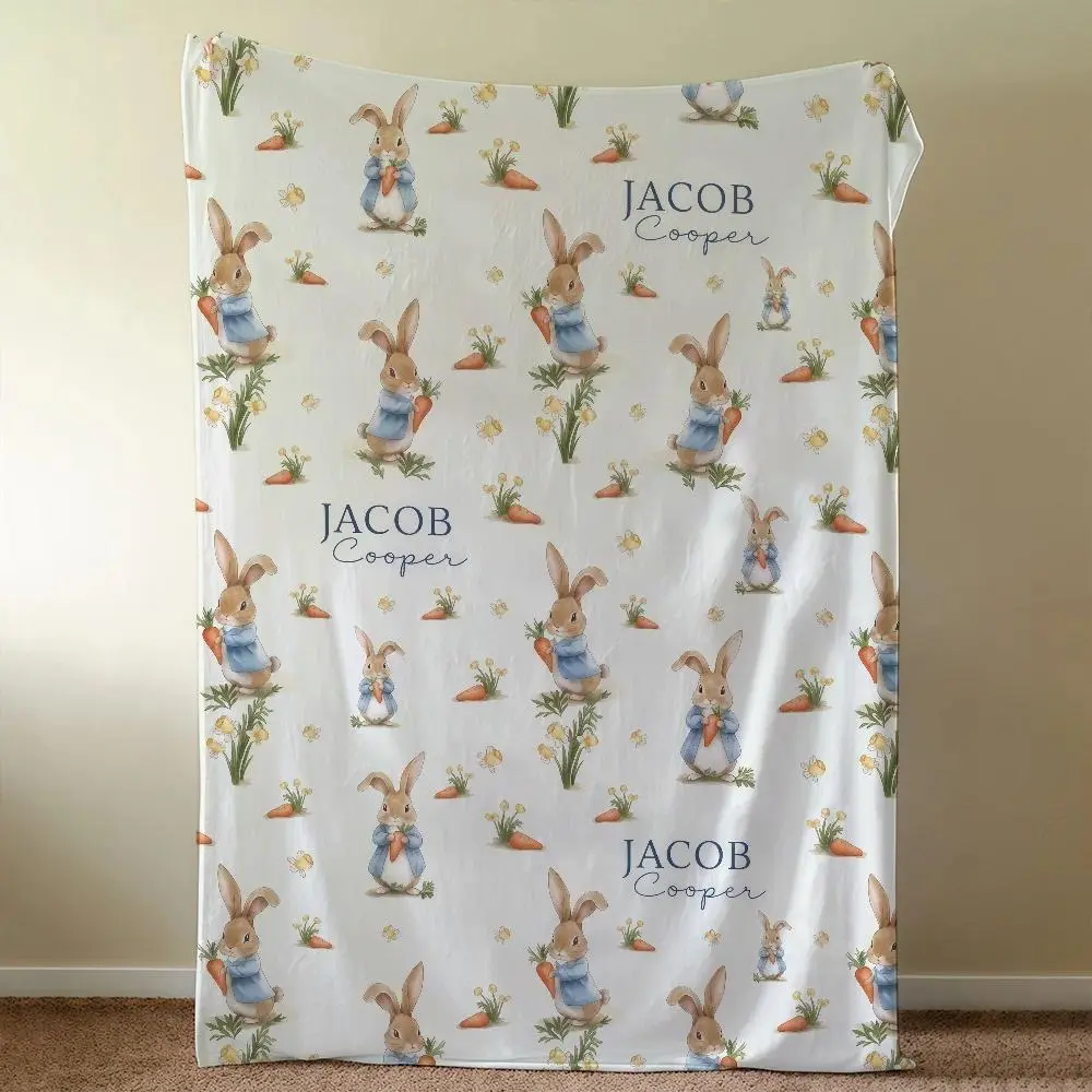 Peter Rabbit Cozy Flannel Throw Blanket Soft Plush for Sofa Bedroom Gift
