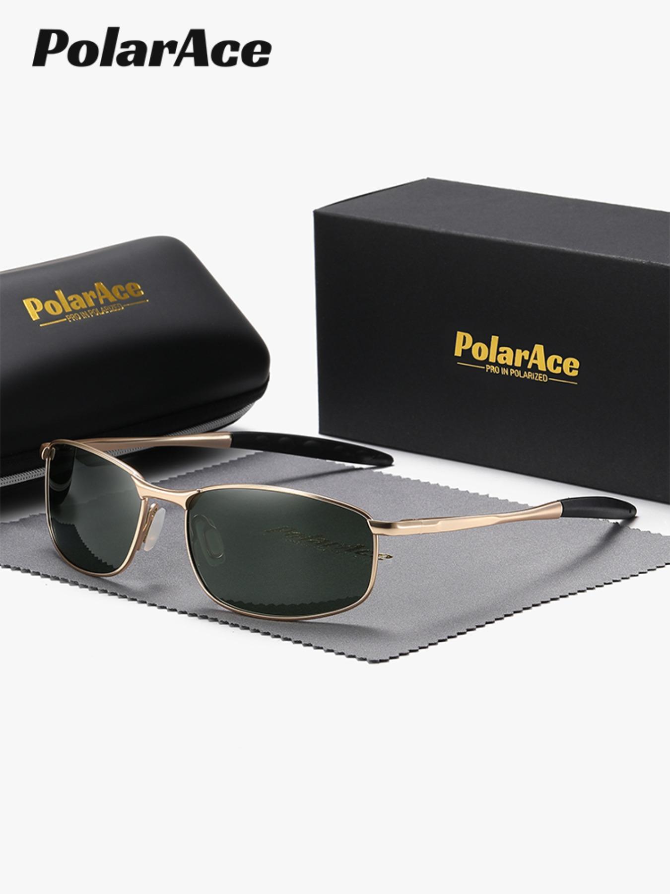 1 Piece PolarAce Unisex Business Style Reviving Classic Charm Rectangular Full Frame Polarized Sunglasses UV400