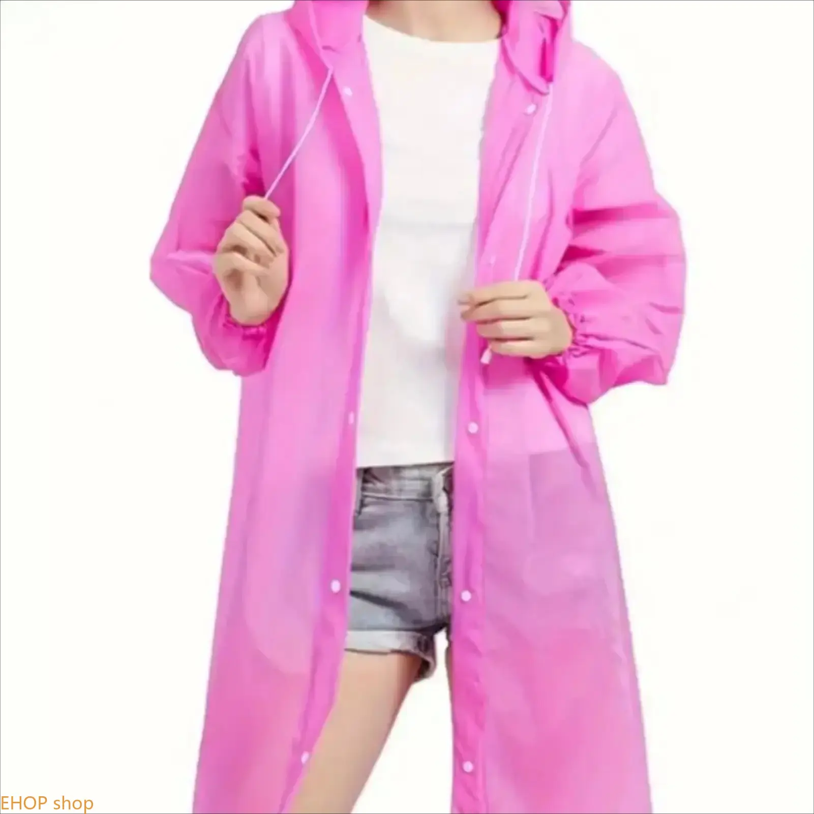 Women’s Lightweight EVA Rain Cape, Waterproof Windproof Raincoat with Sealed Edges and Adjustable Drawstring, Portable Weatherproof Outerwear for Cycling and Outdoor Activities