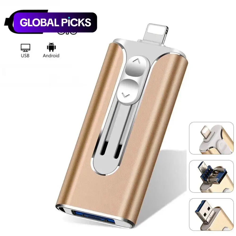 128GB-1TB External Storage, Type-C & Android OTG USB 3.0 Portable Flash Drive, 4-In-1 Memory Stick, Ultra-Fast Photo Stick, Thumb Drive
