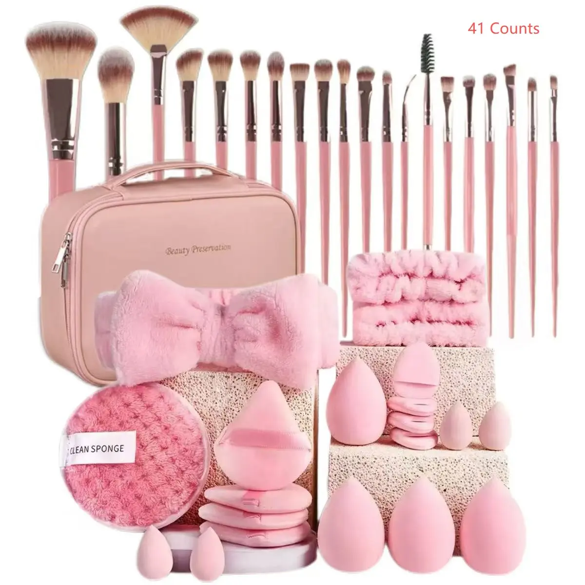 Professional Makeup Brush Full Set, Makeup Tools Set, 7-Piece Cosmetic Tool Kit, Includes Foundation Sponge & Blending Puff, Ideal Gift for Women, Daily Use Essentials, Beauty Tools Set