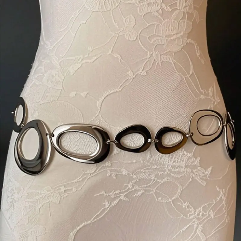 Women's Minimalist Elegant Zinc Alloy Metal Body Chain with Round Detail, Trendy Versatile and Exquisite Body Jewelry, Perfect Birthday Gift, Adjustable Waist Chain, Waist Chain Accessory