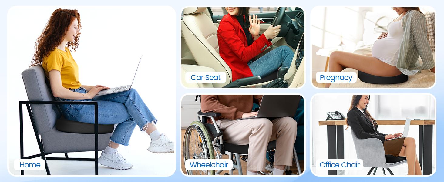 Donut Pillow Seat Cushion - Cooling Gel Chair, Seat Cushion for Office & Home, Car Seat and Furniture, Hemorrhoids Pillow and Tailbone Pain Relief, Black