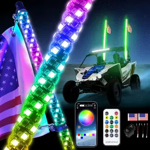 3FT RGB LED Whip Lights Multifunctional Car Accessories With Remote Colorful Ambient Light For UTV ATV Off Road Trucks