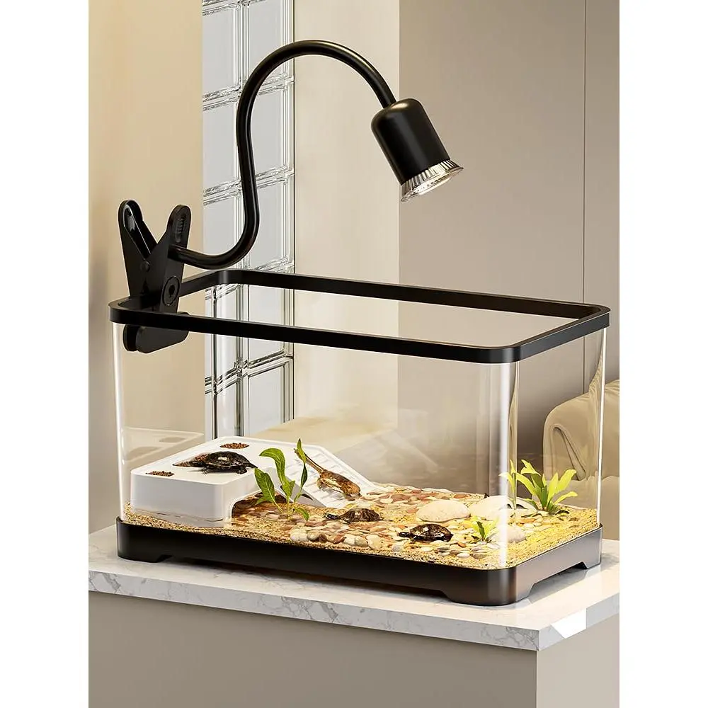 GAOMON Turtle Tank Starter Kit, 3G Turtle Aquarium with Basking Platform & Turtle Light, 7PCS Acrylic Turtle Habitat for Small Turtles & Reptiles