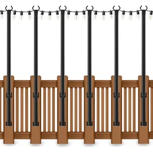 6 Pack 5 Ft String Light Poles, String Light Poles for Outside with Fixing Clips,Metal Poles for Outdoor String Lights, Hanging Light Poles for Deck Fence Garden Backyard Wall Bistrofidget toys