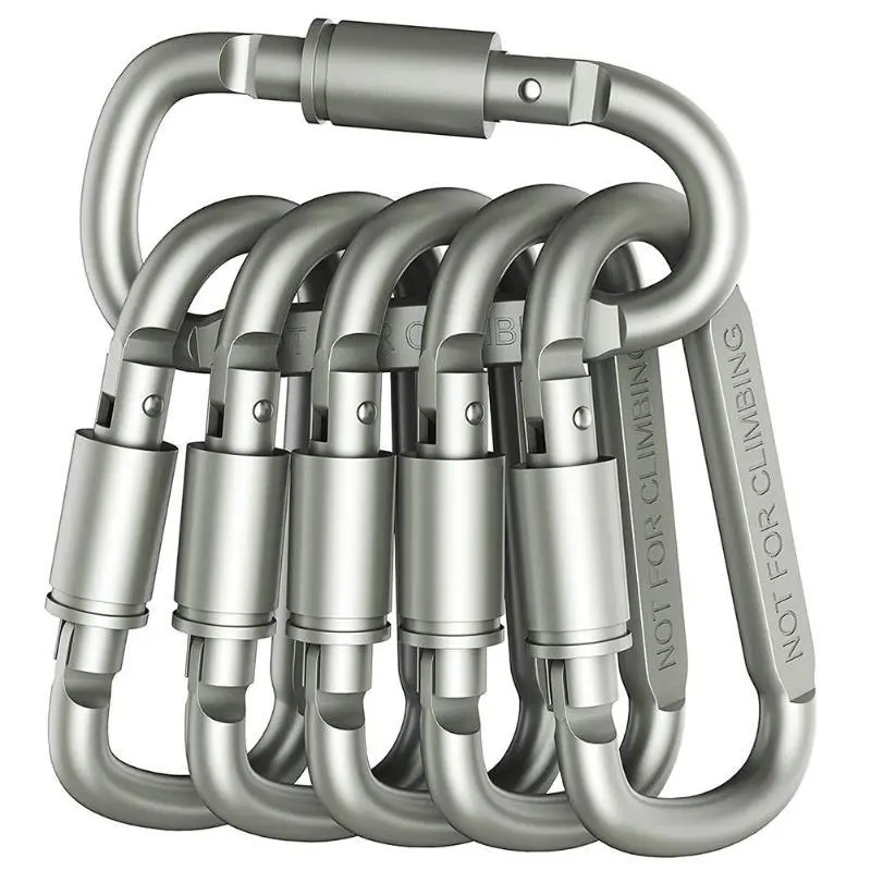 D Shape Carabiner Clip, Heavy Duty  Backpack Outdoor Gear Trend, 8CM Thickened Lockable Screw Gate Aluminum Backpack Quick Hook, Secure Screw Lock Utility Clip For Hiking Camping Backpack Attachment, Sturdy Lightweight Anti-corrosion Easy Lock High Loa
