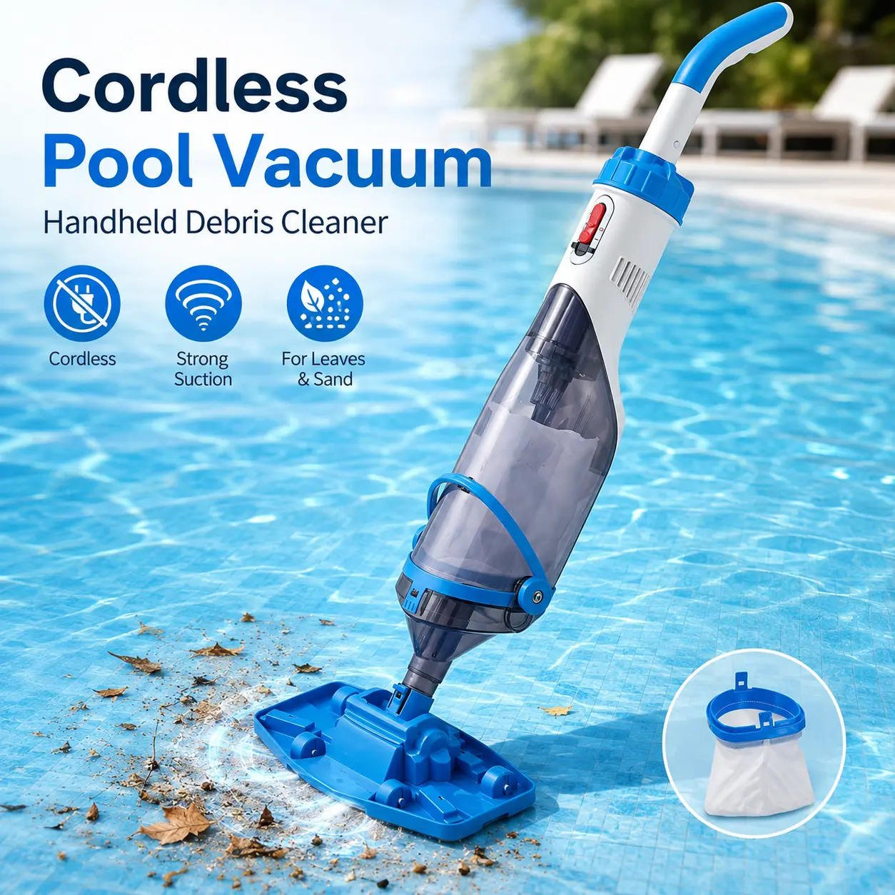 Portable Cordless Handheld Drainage Pump with LED Light, 4200L/h High Flow, 25mm Solids Handling, IPX8 Waterproof, 1-Hour Runtime, for Pool Boat Basement Flood Cleanup
