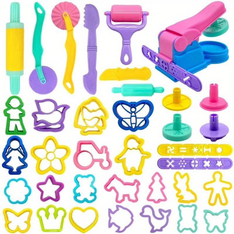 22pcs Small Plastic DIY Handmade Youngsters' Color Clay Tool Set with Animal Cutter and Mold Accessories, Random Colors