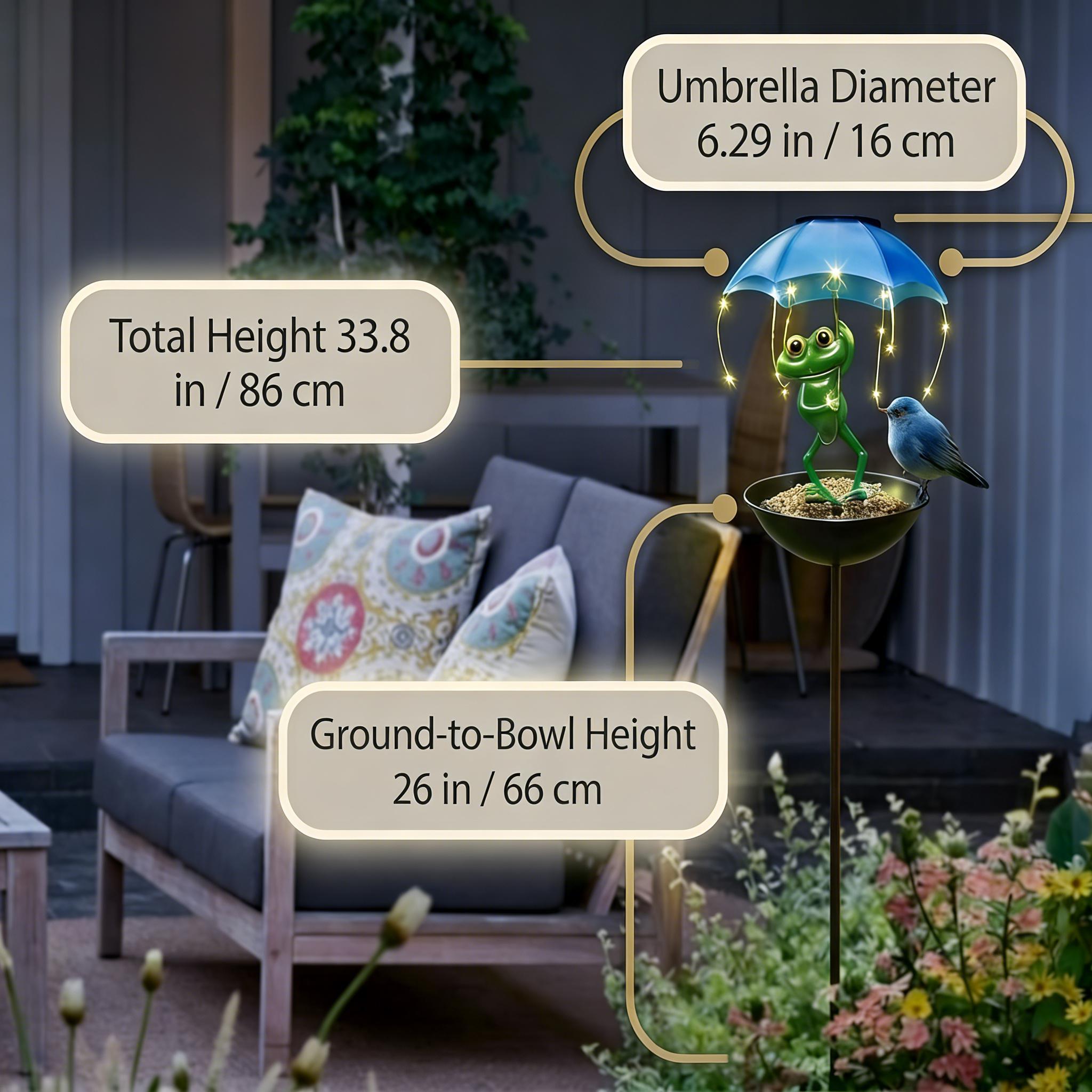 Outdoor Frog Statue Solar Light with LED String, Garden Bird Feeder & Hummingbird Feeder Lamp, Waterproof Decor for Aisle, Yard & Terrace