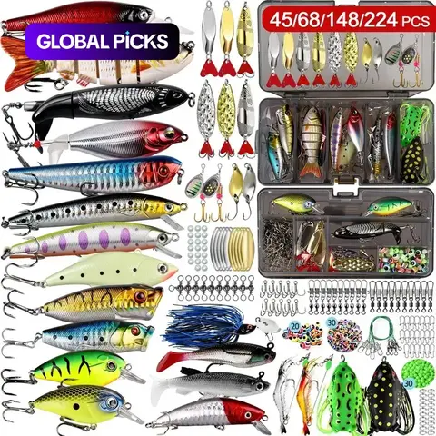 Multi-Style Hard Bait Lure Set, Artificial Fishing Lures Kit with Multi-Section Fish, Minnow, Crankbait, Pencil, Popper, Frog and Topwater Crank Baits, Fishing Tackle, Fishing Equipment, Fishing Stuff #GLOBAL PICKS