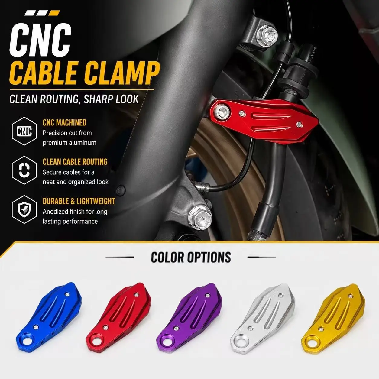 Uhr 150 Motorcycle Cable Clips, Dashboard Wire Storage Bracket, Wiring Harness, Cnc Decorative Clip, Front Brake Line Holder