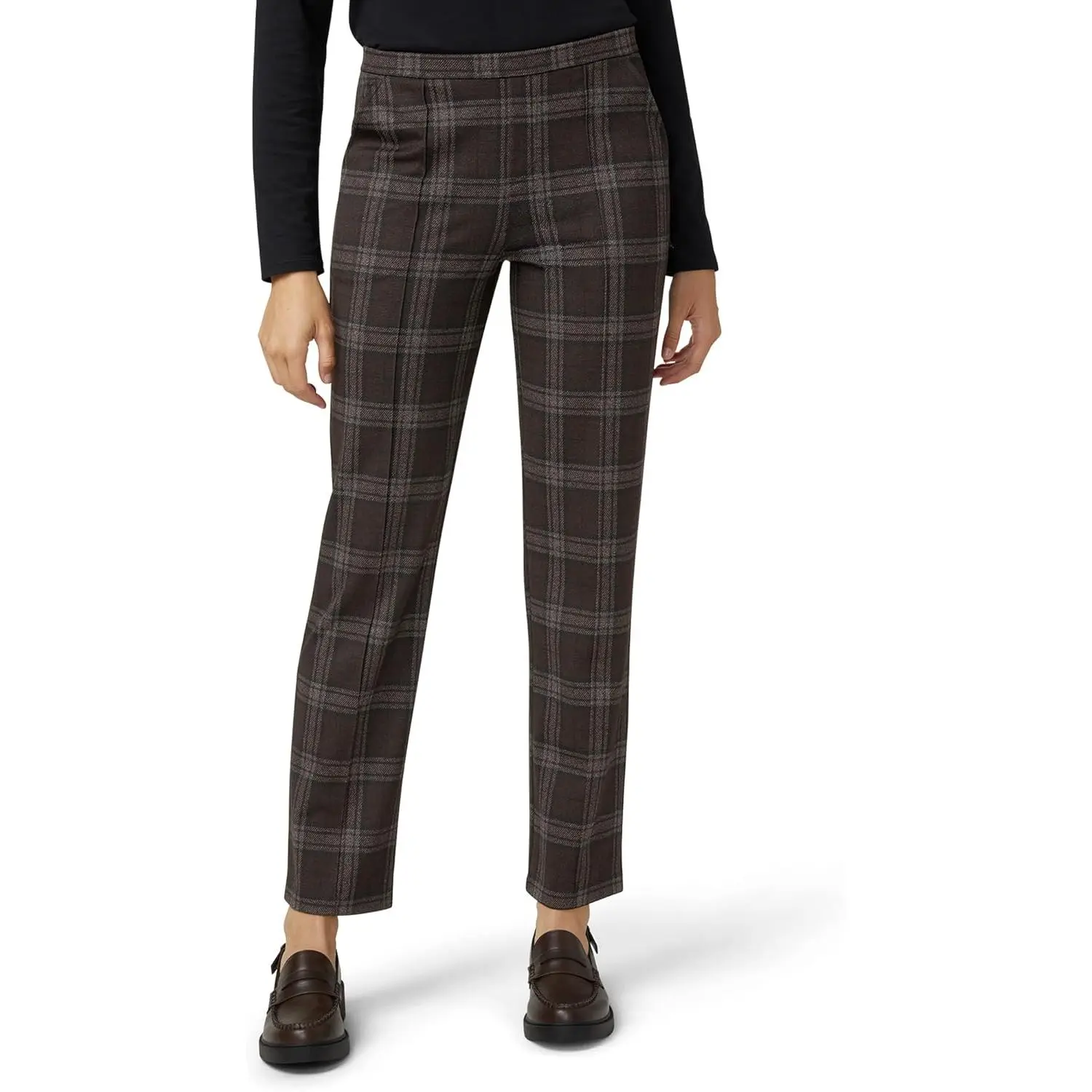 HUE Women's Fitted, Elastic Pull-On Ponte Trouser Leggings, Plaid