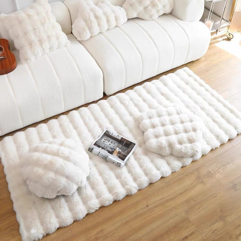 Solid Color Bubble Fluffy Rug, Soft Plush Rug, Non-slip Floor Mat, Decorative Area Rug for Home Living Room Bedroom Bedside