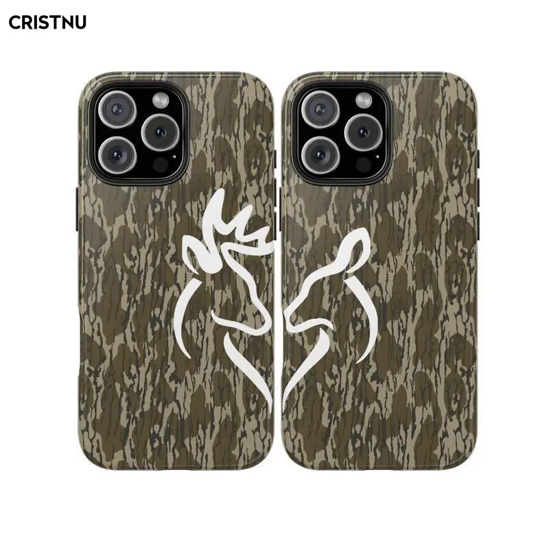 CRISTNU Vintage Buck and Doe Kissing Couple Camo Phone Case, bottomland Camo, Ol School Camo Aesthetic Compatible with iPhone 11 12 13 14 15 16 17 Pro Max Pro Plus