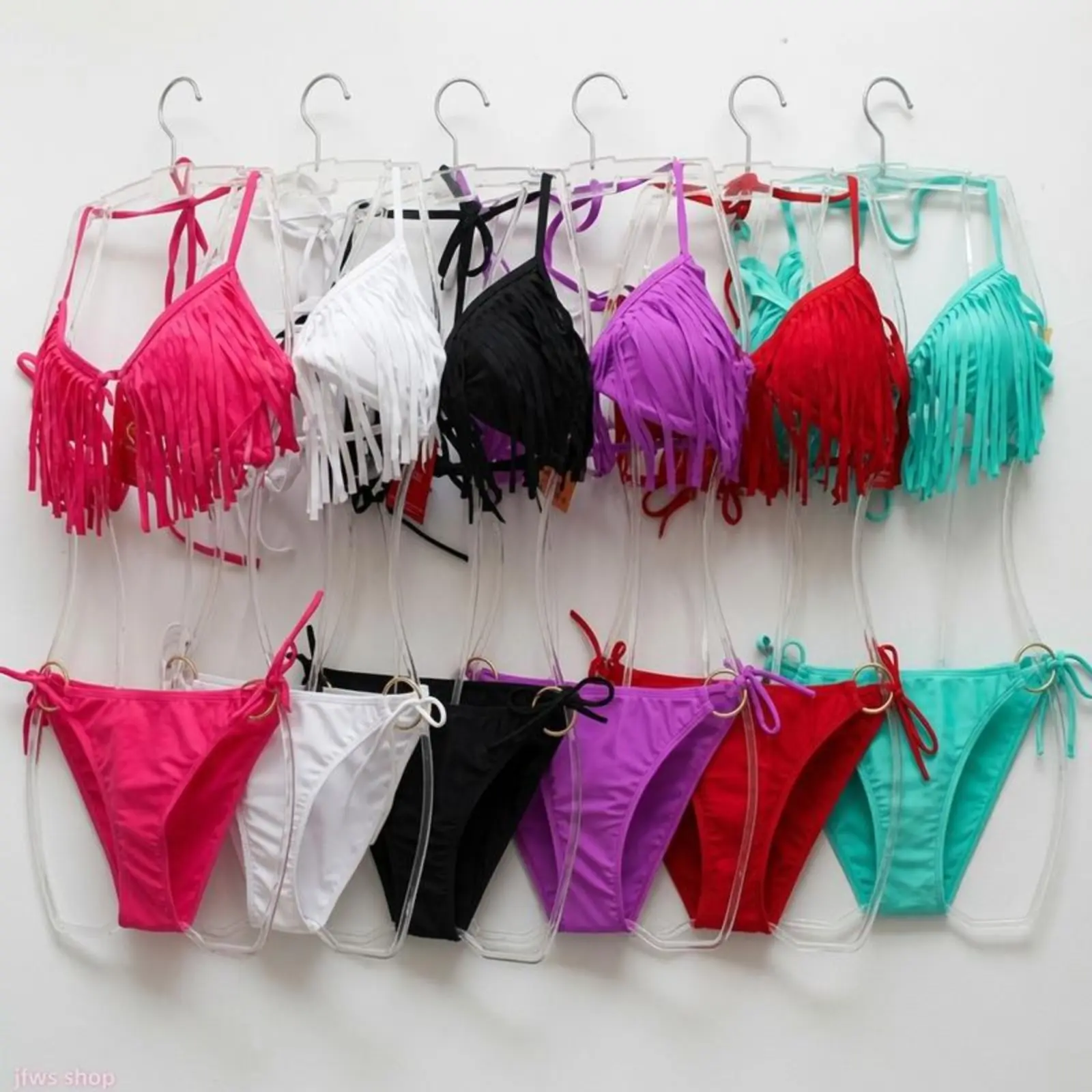 Women 2026 New Tassel Bikini Swimsuit, Premium Nylon Fabric with Beaded Ring Details, Stretchy Lightweight Quick Dry, Standard Sizes, Trendy Beach Pool Outfit, Great for Beach Holiday & Outdoor Swimming